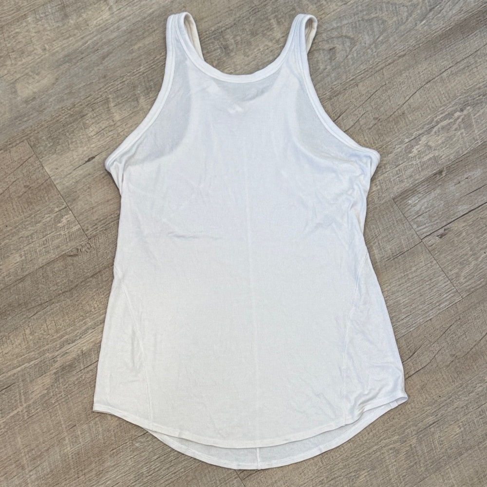 Lululemon White Ribbed Racerback Tank